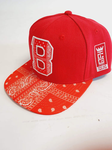 Red B Bandanna Custom Made Snap Back :