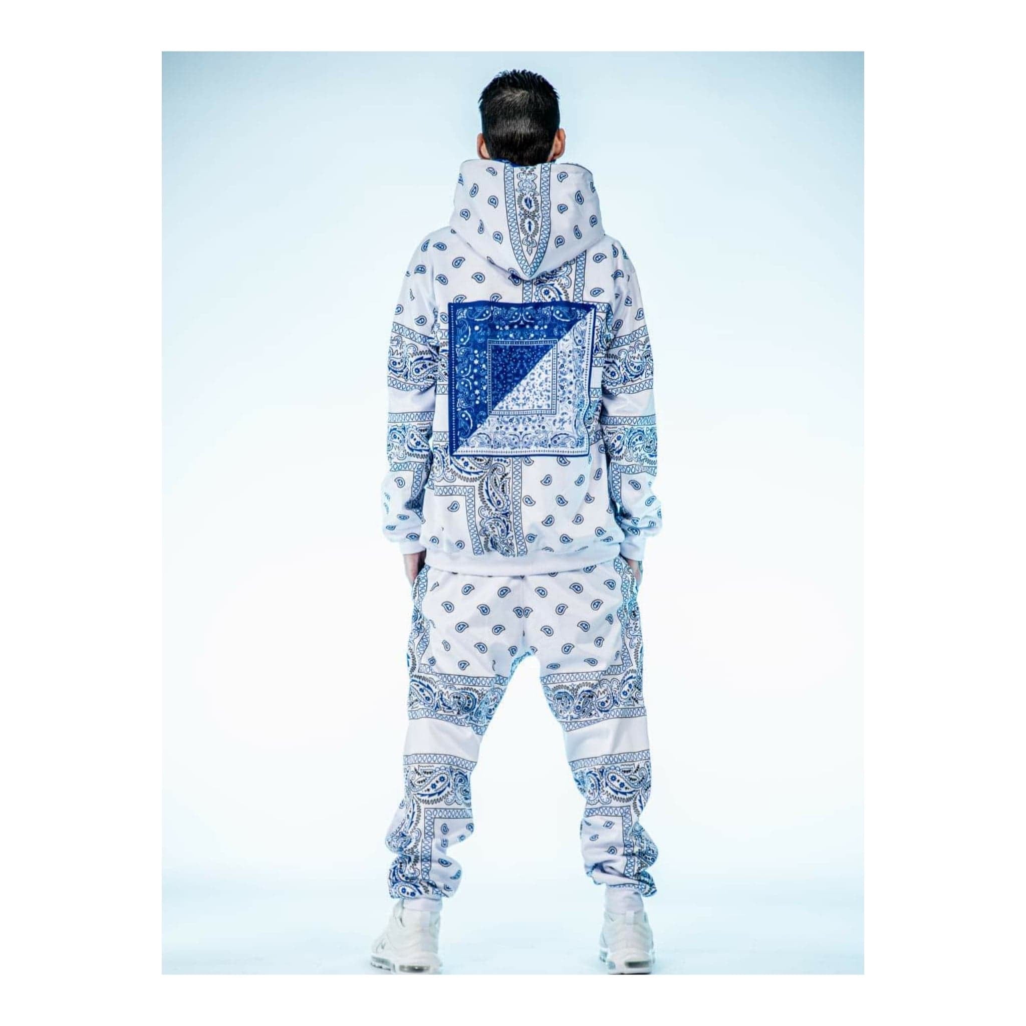 White /Royal Blue Paisley Sweatsuit