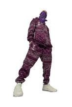 Purple Paisley Hooded Sweatsuit.