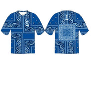 NEW V NECK  RANGE PAISLEY BASEBALL JERSEYS.  MADE TO ORDER:  WORLDWIDE SHIPPING.