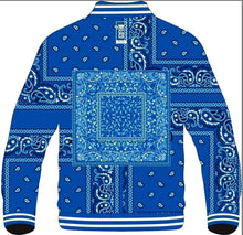 Pre Order Custom Made Royal Blue Bandana Varsity Jacket. Available in All Sizing, Worldwide Shipping Available.