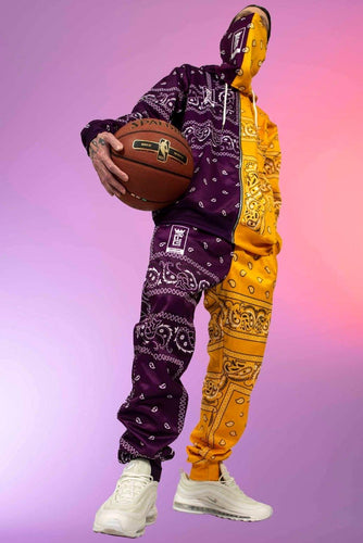 Gold / Purple 🟡🟣 Split Paisley Sweatsuit :  USA Standard Sizing :