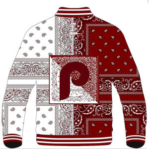 Burgundy Paisley Split Bomber Jacket :