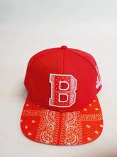 Red B Bandanna Custom Made Snap Back :