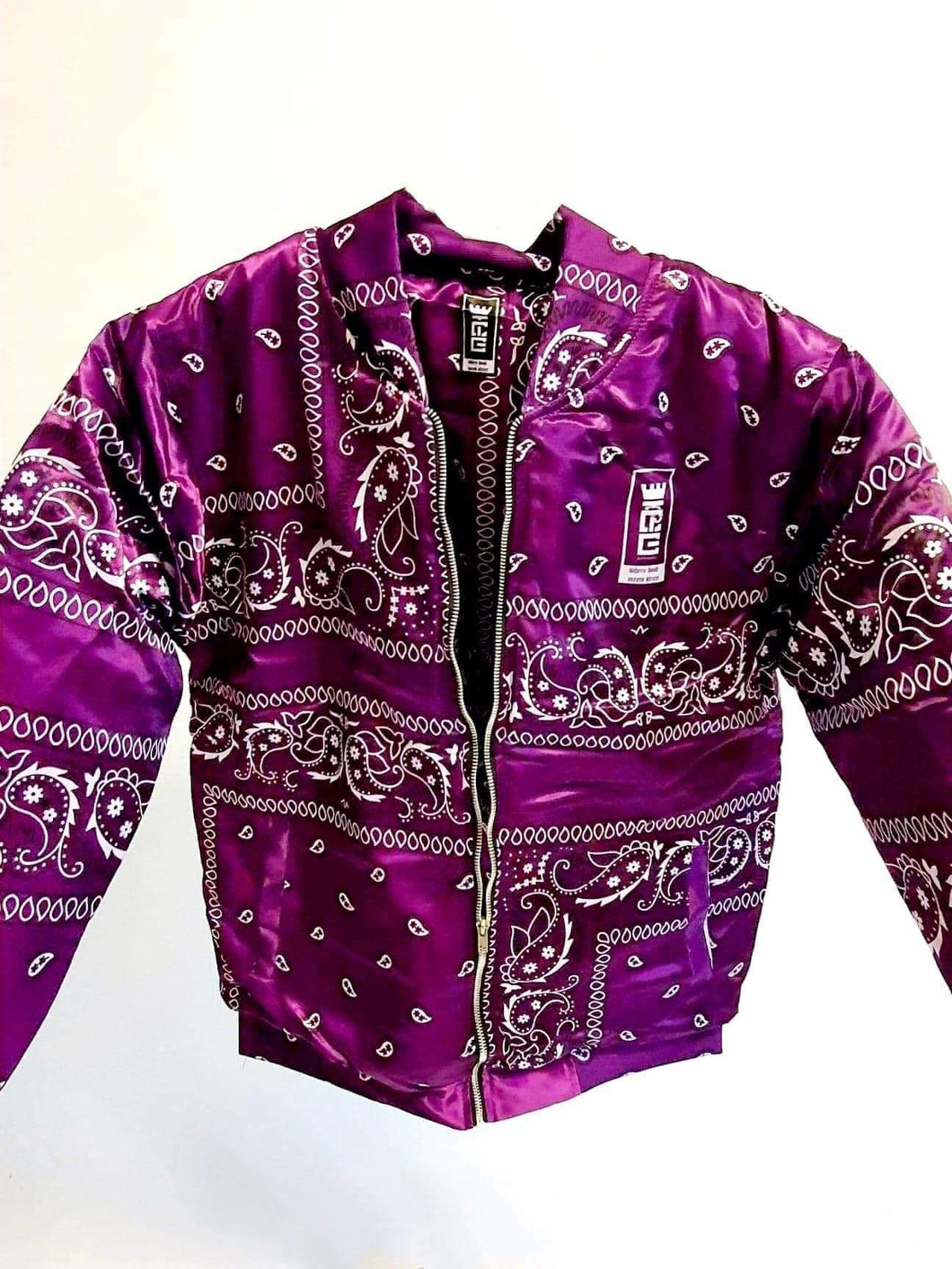 Purple  Paisley Bandana  Made Bomber Jacket .