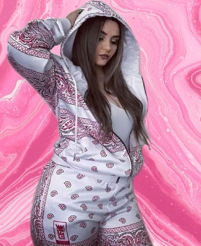 Paisley White / Pink Sweatsuit  :  Worldwide Shipping.