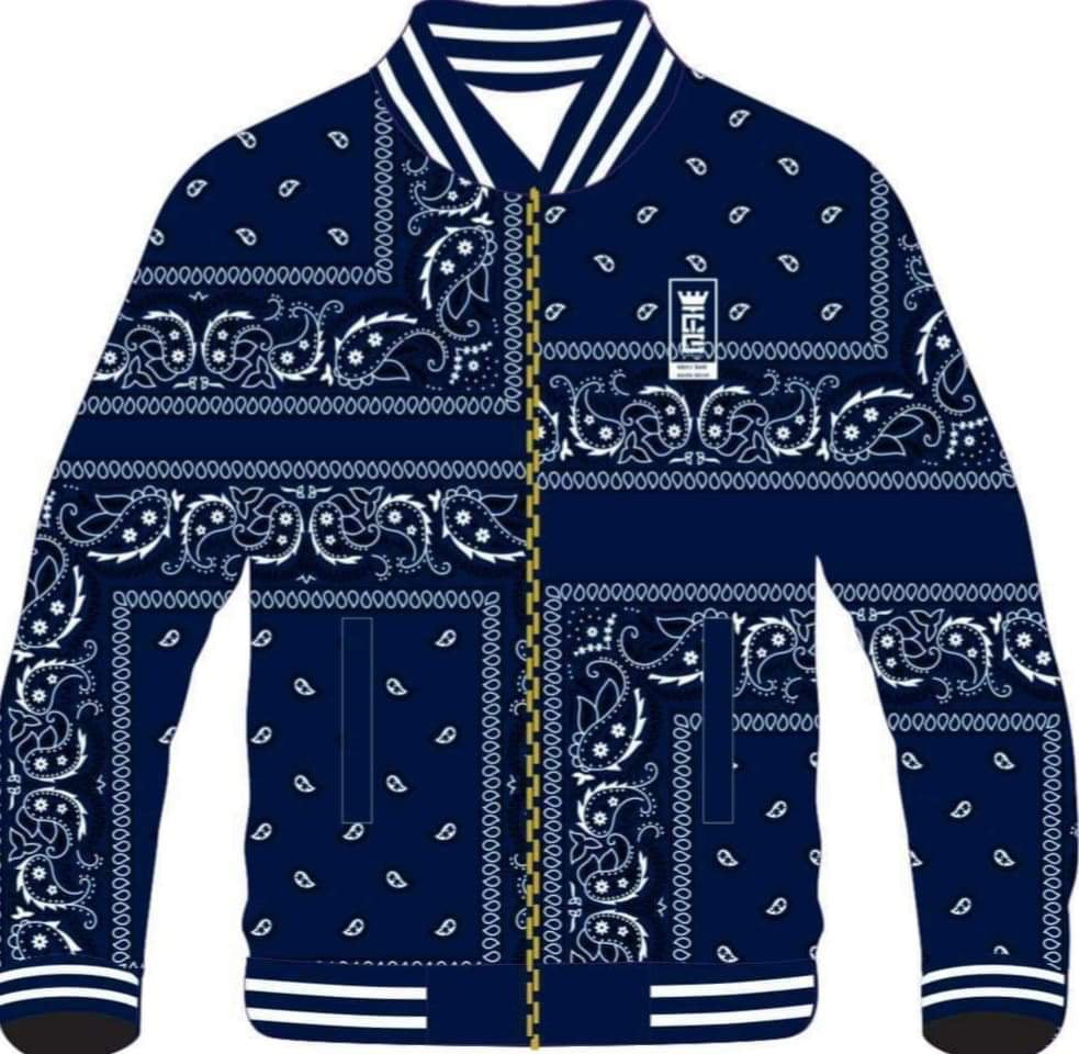 Navy Blue Bandana Jacket . All Sizing Available, Worldwide Shipping.