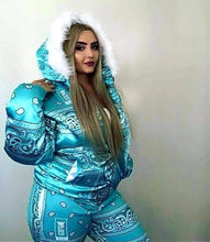 Paisley Mint Green Fur Hooded Jacket :