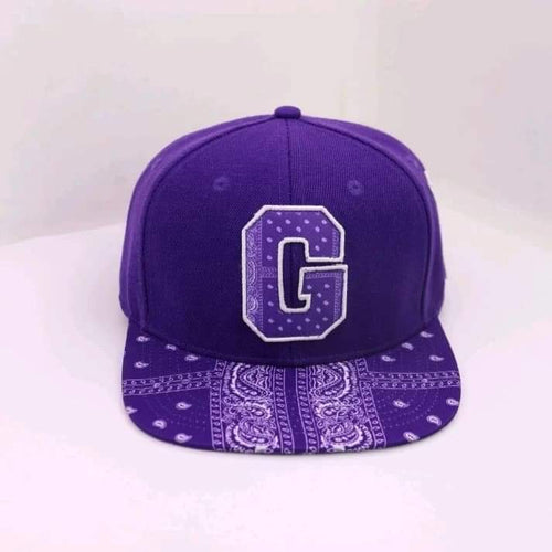 Purple G Bandanna Custom Made Snap Back Cap.