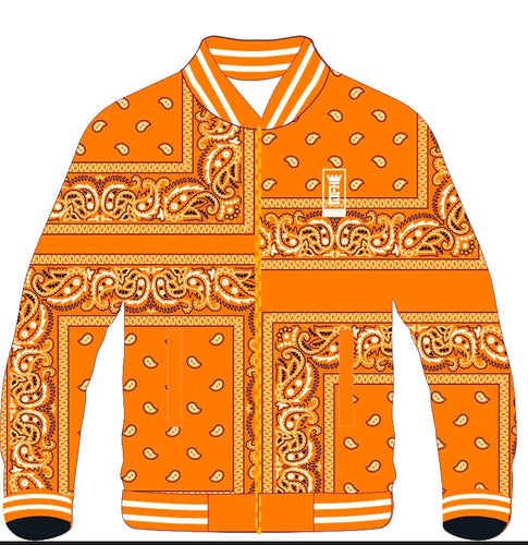 Orange Paisley Bomber Jacket :