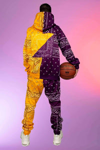 Gold / Purple 🟡🟣 Split Paisley Sweatsuit :  USA Standard Sizing :