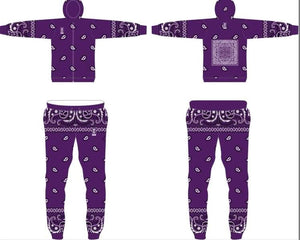 Purple Paisley Hooded Sweatsuit.